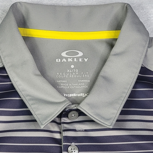 Oakley O Regular Fit Hydrolix SS Gray Yellow Pullover Golf Polo Shirt - Men XL - Picture 5 of 7